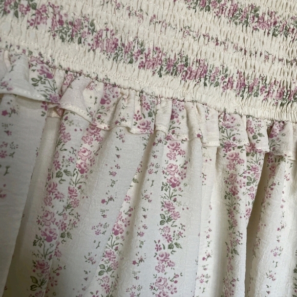 TCEC Size Medium Floral Dress Smocking Westren Style Ruffles Puffy Sleeves - Picture 10 of 10